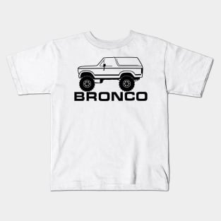 1980-1986 Ford Bronco Side, w/Tires, Black Print Kids T-Shirt